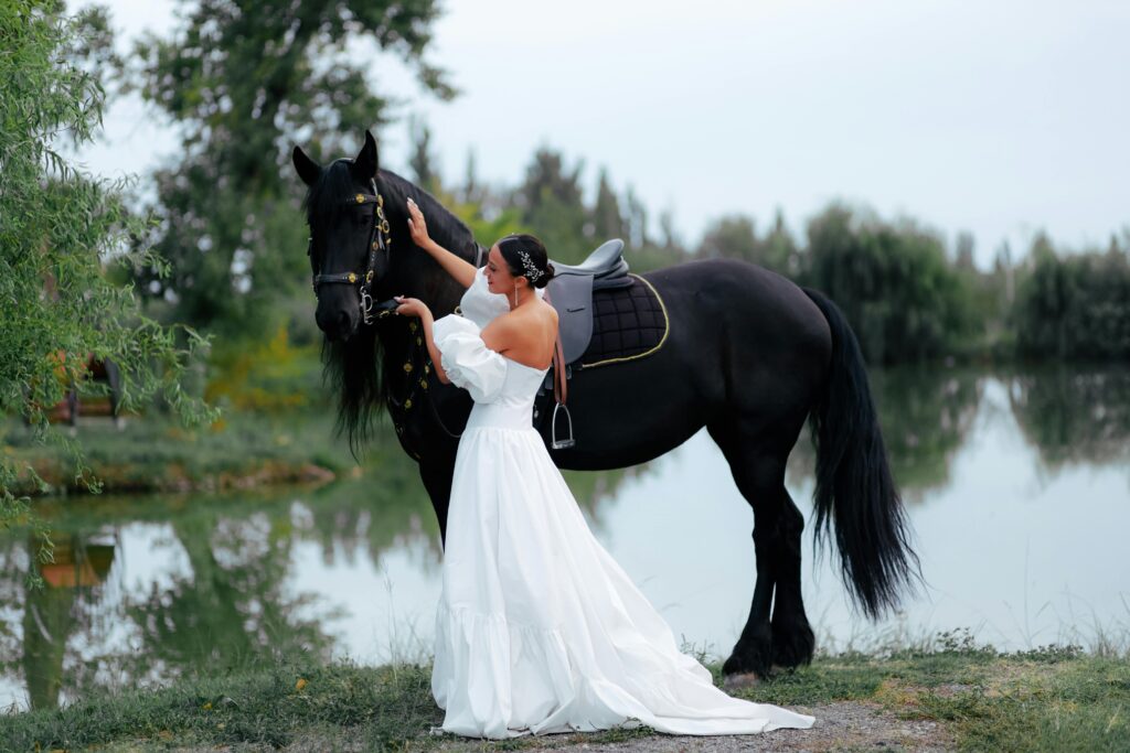 Bride with horse